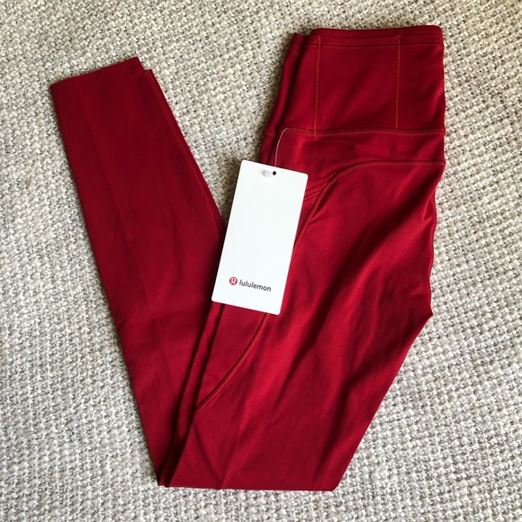 Lululemon Fast and Free HR 7/8 Tight Dark Red - Picture 2 of 4